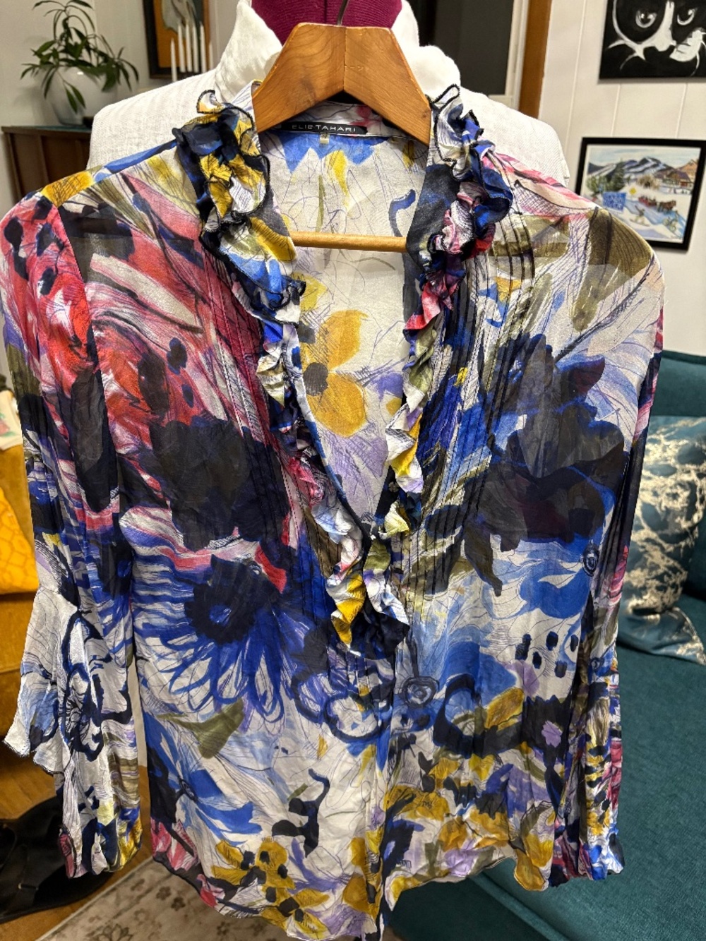 Elie Tahari Silk Abstract Blouse